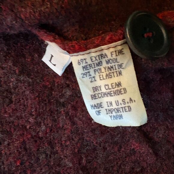 MARGARET O'LEARY Red Gray Comfort Sustainable Collared Sweater Womens Size Large - Picture 5 of 5